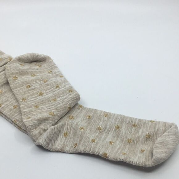American Eagle Tan and Metallic Gold Polka Dot Boot Tall Cotton Blend OSFA Socks - Picture 12 of 12